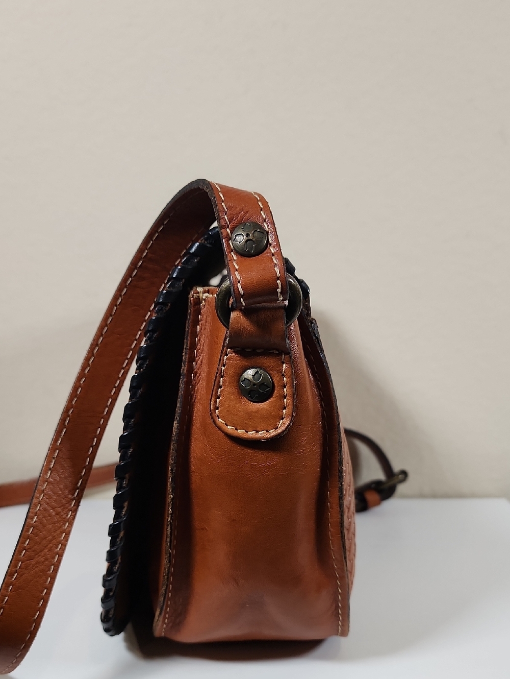 Patricia Nash Tooled Leather Saddle Bag With Whipstitch - Picture 10 of 14